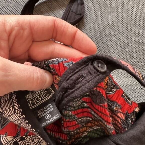 Angie Abstract Tank Bohemian Boho Maxi Sun Dress Black Red Medium Southwestern - Picture 3 of 11